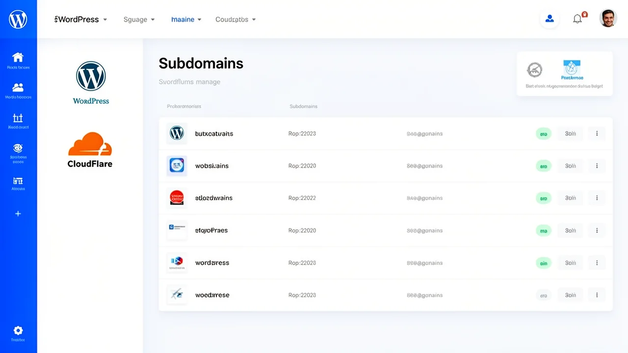 Dashboard view of Turbo Subdomains software managing multiple subdomains, highlighting the centralized control panel for PBN management.