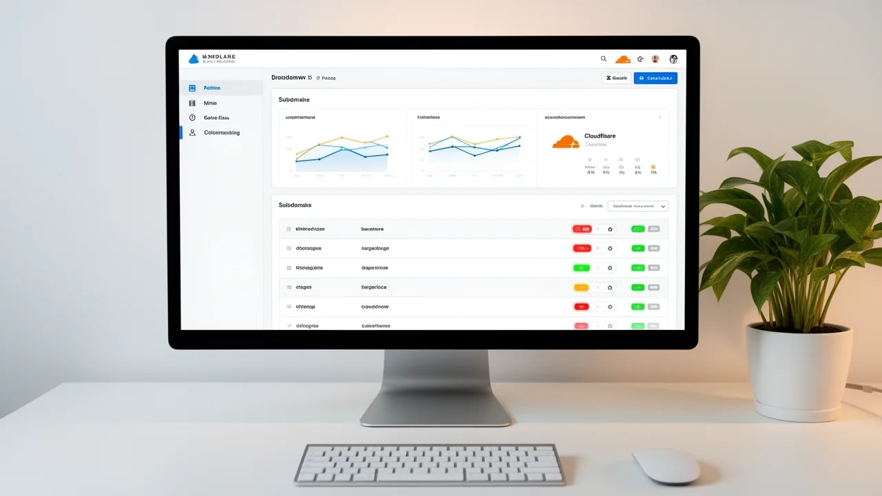 Dashboard view of Turbo Subdomains software managing multiple subdomains and Cloudflare integration.