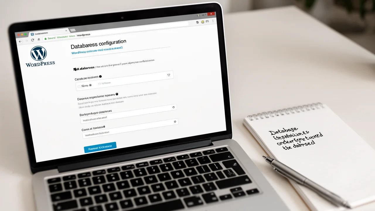 The WordPress installation screen asking for database details, representing the key step in setting up a new site.